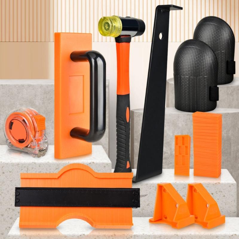 Laminate Wood Flooring Installation Kit with Spacers Hardwood Floor Fitting Tool Set Tapping Block Pull Bar and Mallets