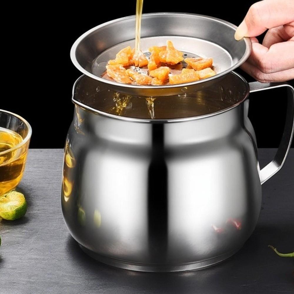 Leakproof Stainless Steel Oil Kettle with Strainer Oil Filtering Pot Oil Can  Cooking Oil Storage