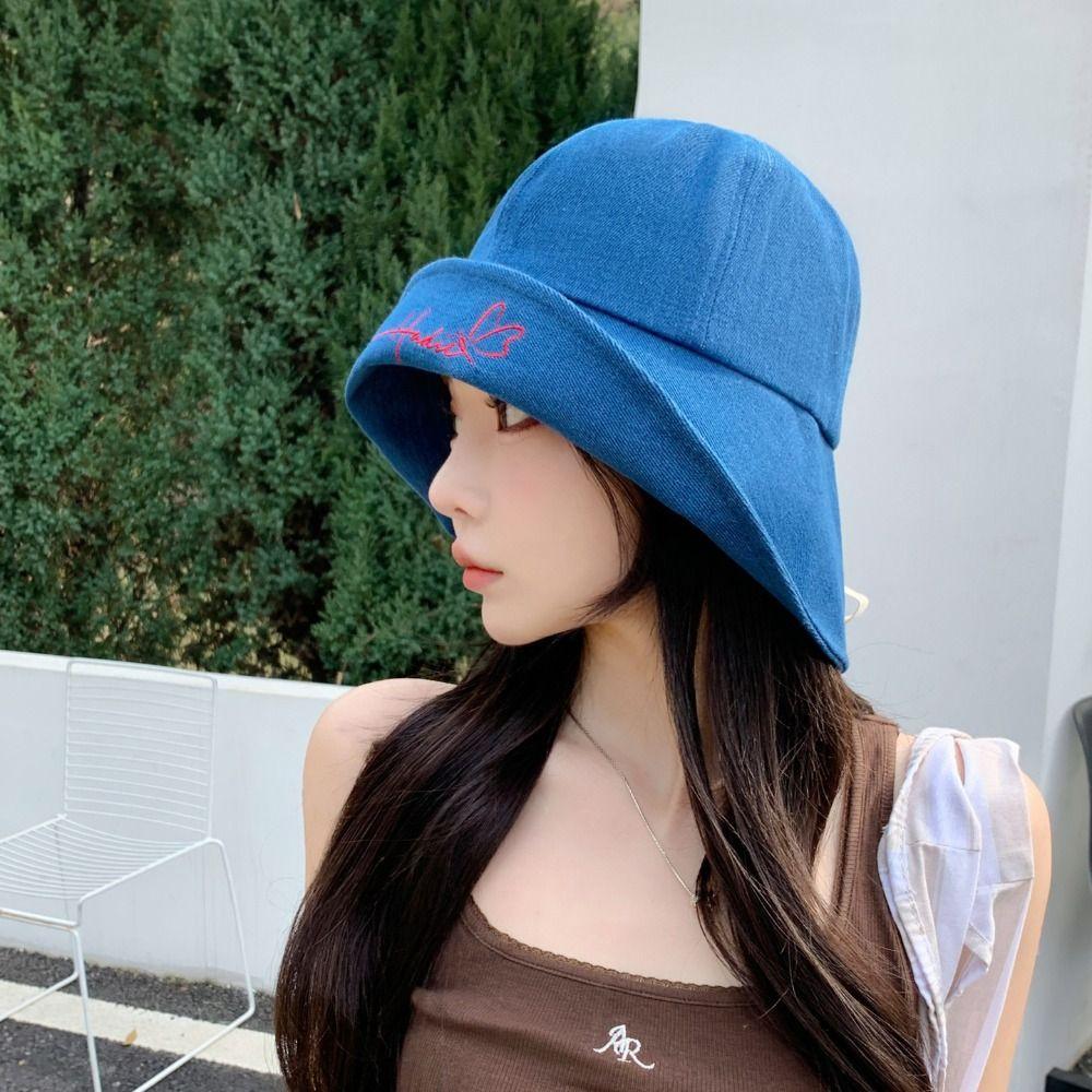 Love Embroidery Fisherman's Hat Foldable Bucket Hat Trendy Sun Hat  Women