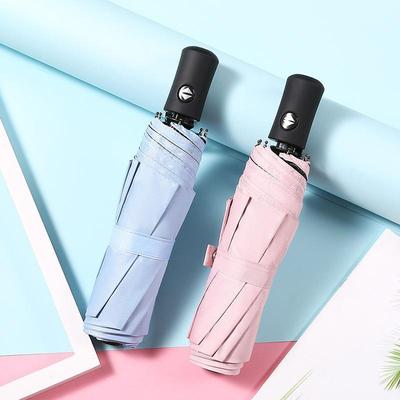 Automatic Open Close Umbrella 8 Rib Compact Foldable Sun Rain Parasol for Office Worker Commute