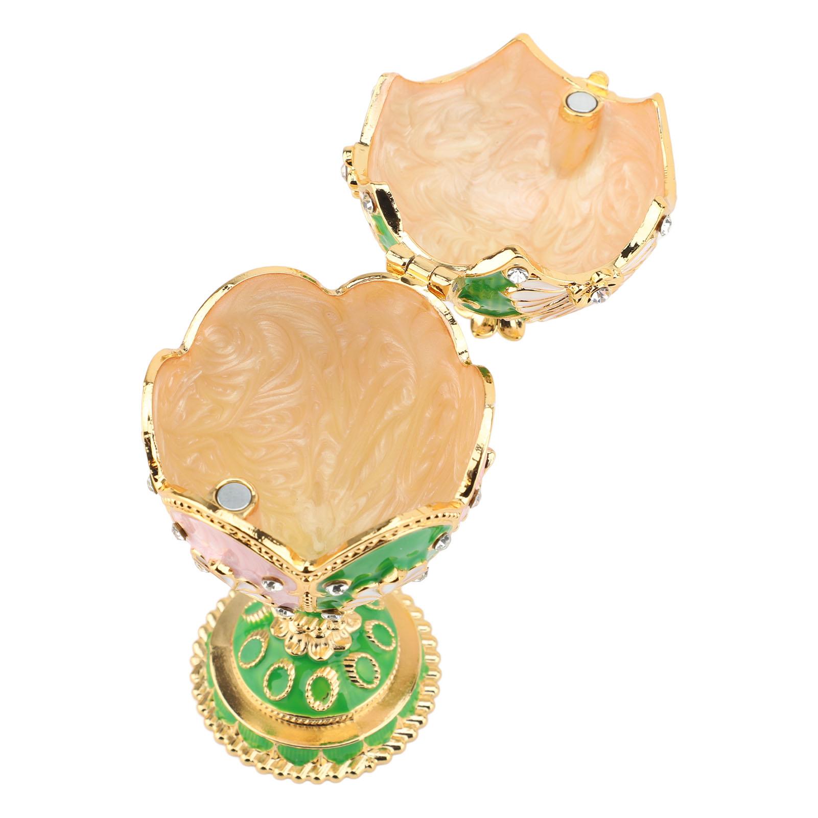 ster Egg Shaped Trinket Box Hand Painted Decorative Rhinestones Alloy Hinged Enameled Jewelry Box for Rings Necklaces