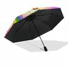 1pc Rainbow Heart Pattern Automatic Umbrella - Automatic Opening And Closing, Sturdy Iron Frame, Formal Occasions yy251018131