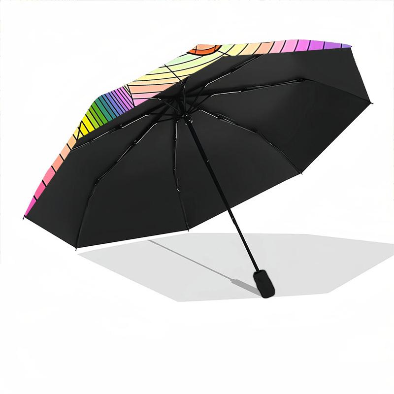 1pc Rainbow Heart Pattern Automatic Umbrella - Automatic Opening And Closing, Sturdy Iron Frame, Formal Occasions yy251018131