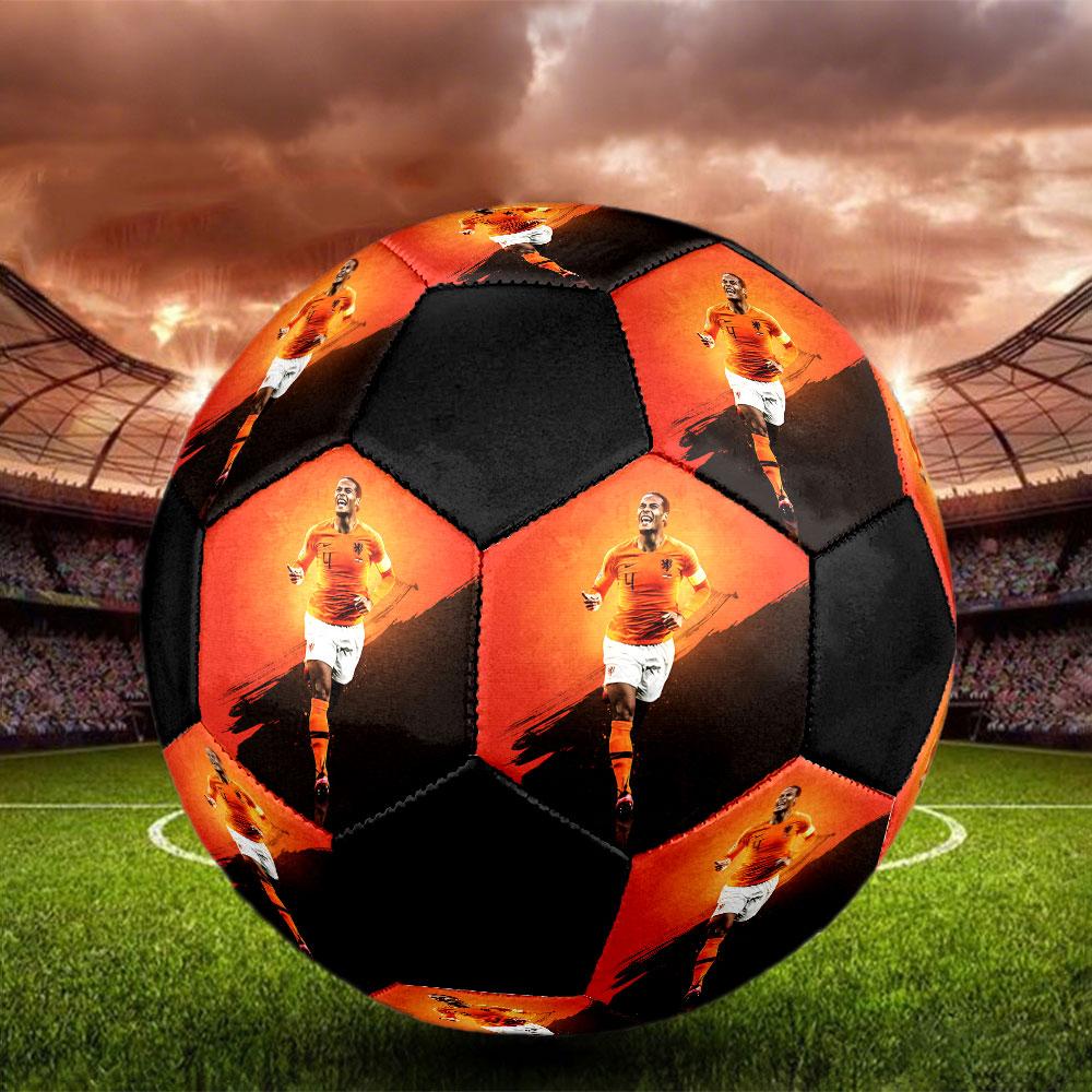 Van Dijk Printed Size 5 Soccer Ball, Machine-Stitched PVC, Durable & High Bounce, All Ages Fit, Fan Merchandise, Matches & Outdoor Use.