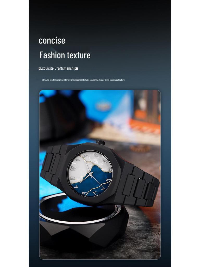 Men's Arabic Numerals Black Matte Quartz Watch