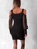 Women's Fashion Mesh Patchwork V-Neck Pleated Bodycon Dress