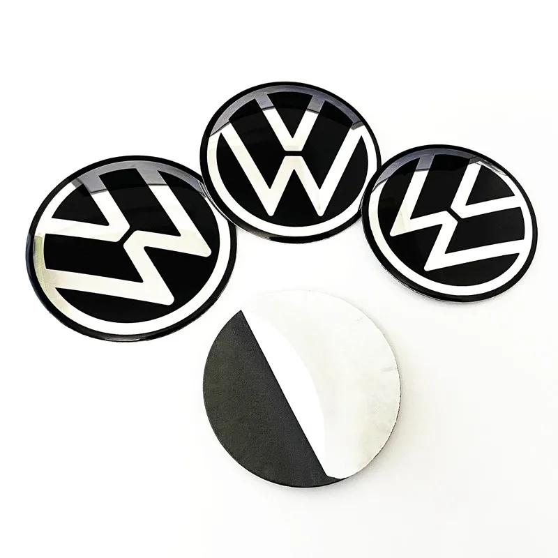 YKPSC1 For VW Volkswagen Jetta MK5 Golf 4pcs Black Silver New VW Car Wheel Center Sticker Logo Rim Cap Hub Cover Hubcap Badge Emblem De