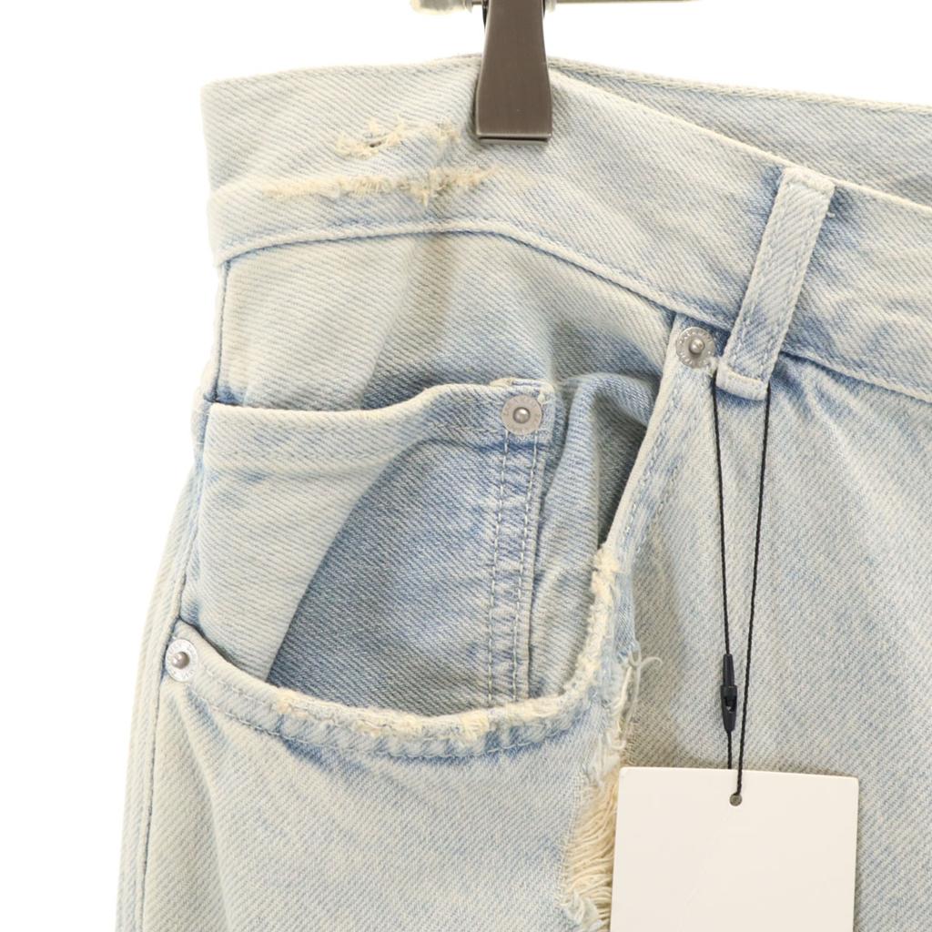 unused ZARA Vintage processed denim cargo pants 42 Ice blue Jeans Crush Women Used