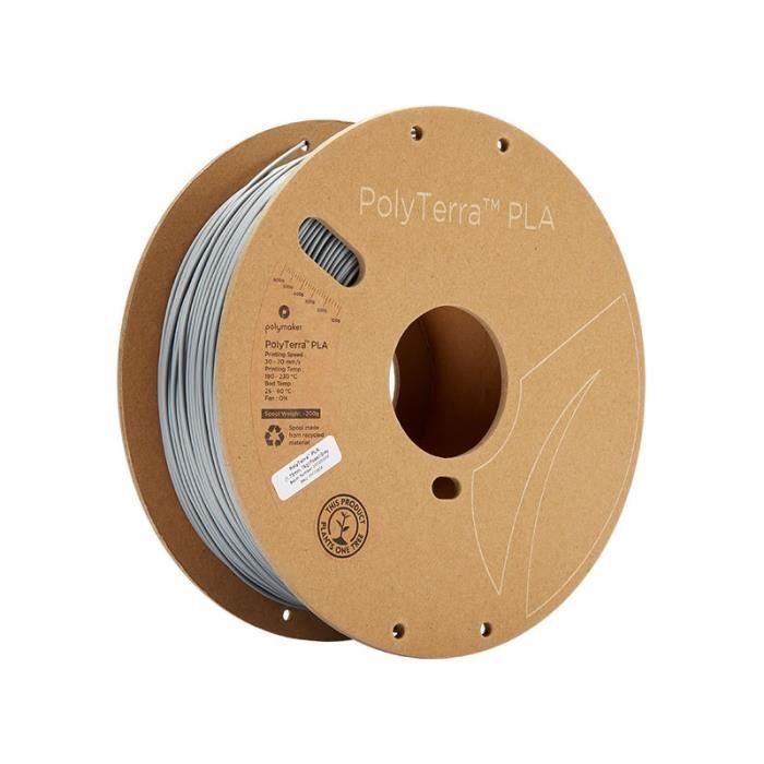 POLYMAKER - Filament PLA pour imprimante 3D - PolyTerra - 1.75mm - 1Kg - Gris Fossile