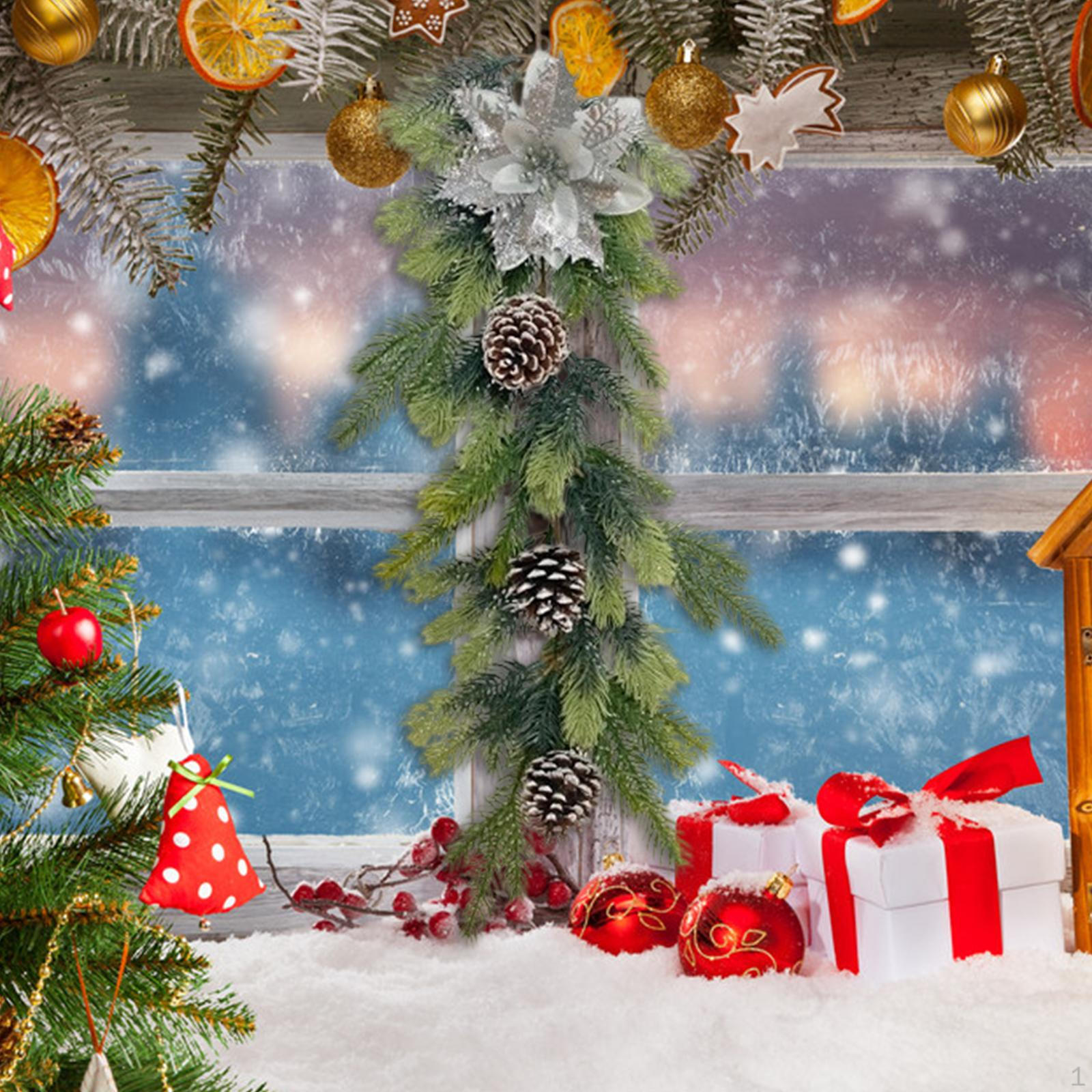 

Artificial Christmas Door Swag 26.77inch Realistic Ornament Faux Greenery Wreath for Mantle