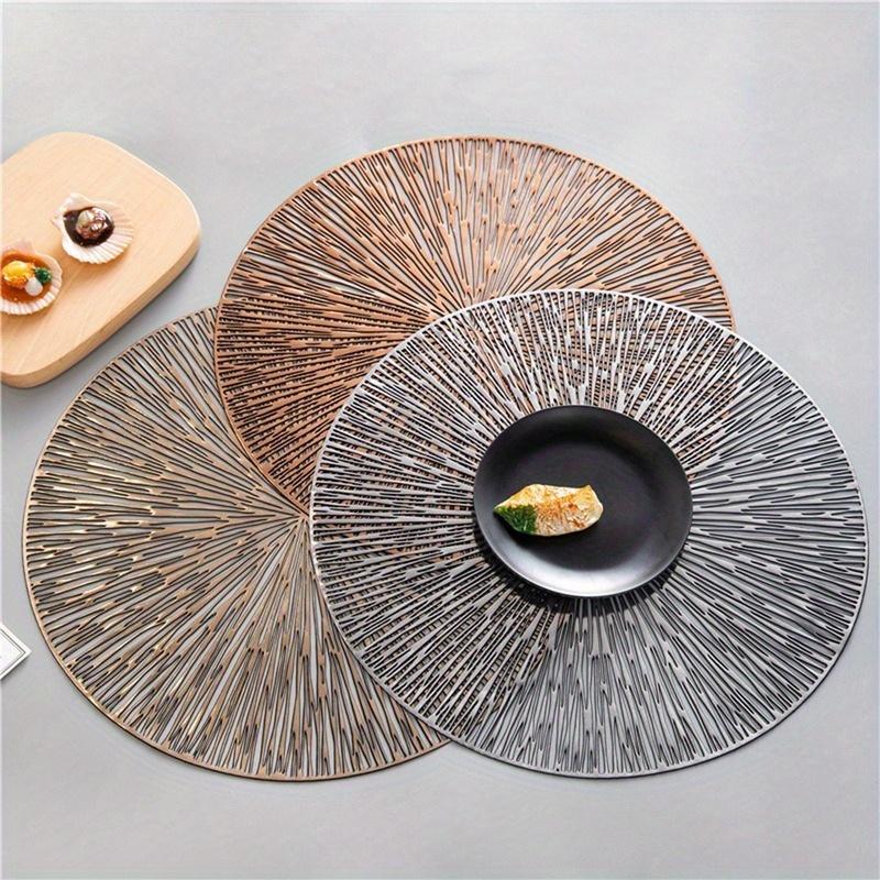 PVC Hollow Round Placemat Heat Insulation Table Mat Non-slid Plate Cup Pot Pad Kitchen Accessories Decoration Home Pad Coaster