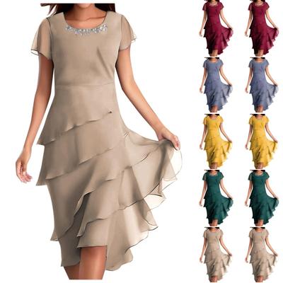Sukienka Boho z krótkim rękawem dla kobiet Casualowa luźna letnia sukienka sundress Jednolita sukienka