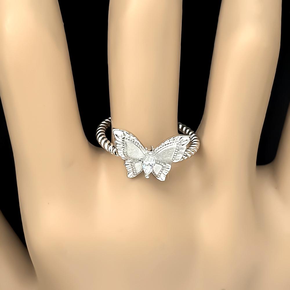 925 Sterling Silver Butterfly Ring For Women Wedding Luxurious Exquisite Crystal Female Elegant Anniversary Finger Jewelry Gifts