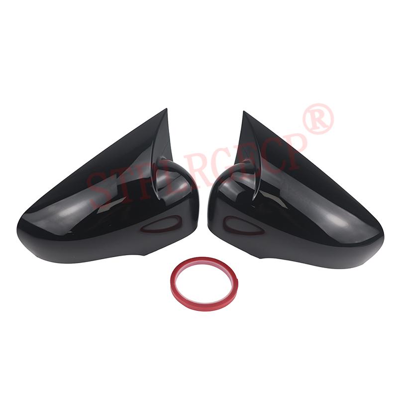 For Renault Clio 4 MK4 IV X98 2012-2016 2017 2018 Bright Black Pattern Add-on Side Rear View Mirror Covers Cap Horn Shape