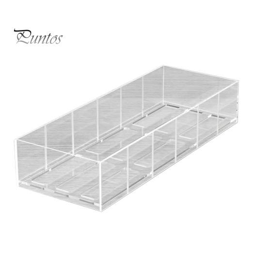 

Ящик для хранения крышки стакана, прозрачный акриловый органайзер для крышки стакана с 5 разделителями, полое дно, легко сливаемая крышка стакана, ящик для хранения для кухонного шкафа
