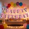 Disney Faixa de Aniversário da Minnie Adequada para Temas de Eventos de Celebração, Decorações Festivas, Aplicável para Festas e Reuniões Familiares