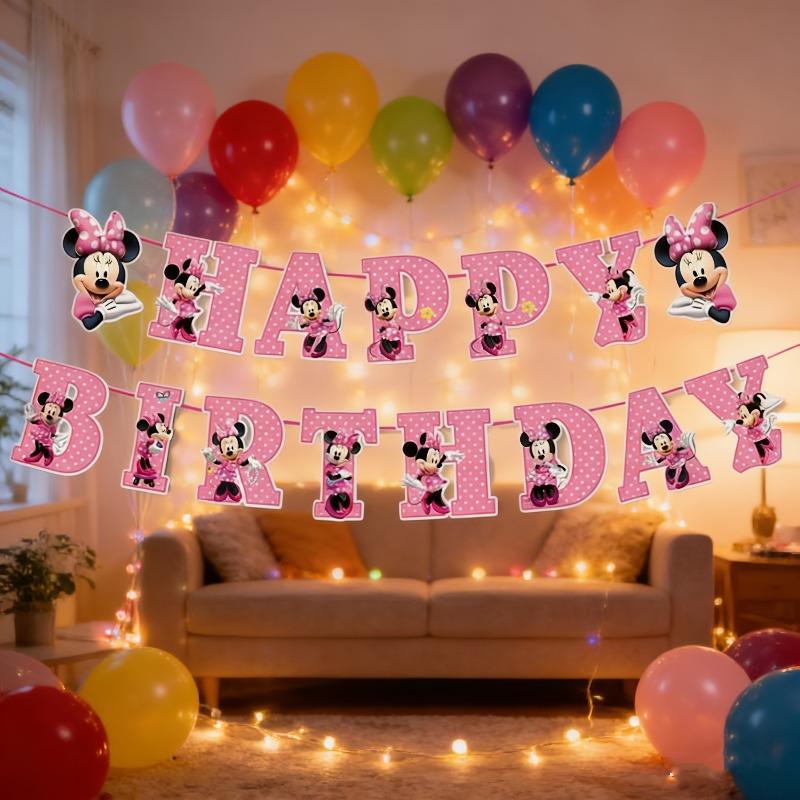Disney Red Minnie S Birthday Party Banner Suitable For Celebration Event Themes, Festive Decorations, Applicable For Parties And Family Gatherings Cm