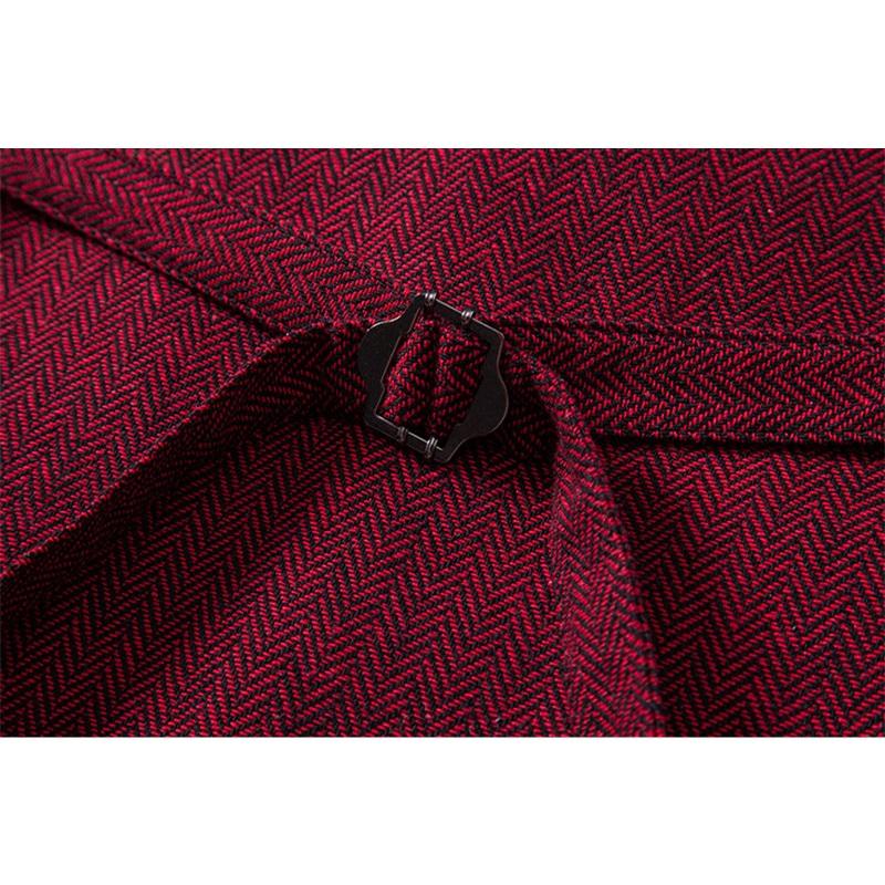 Autumn British Style Retro Vest For Men Fashion Stand Collar Herringbone Coarse Tweed Suit Vest Waistcoat Vintage Gentleman