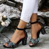 Print Random Women's High Heels Sandals Sexy Heeled Shoes Summer Fashion Chunky Pumps 2025 New Trend Designer Sandalias De Mujer