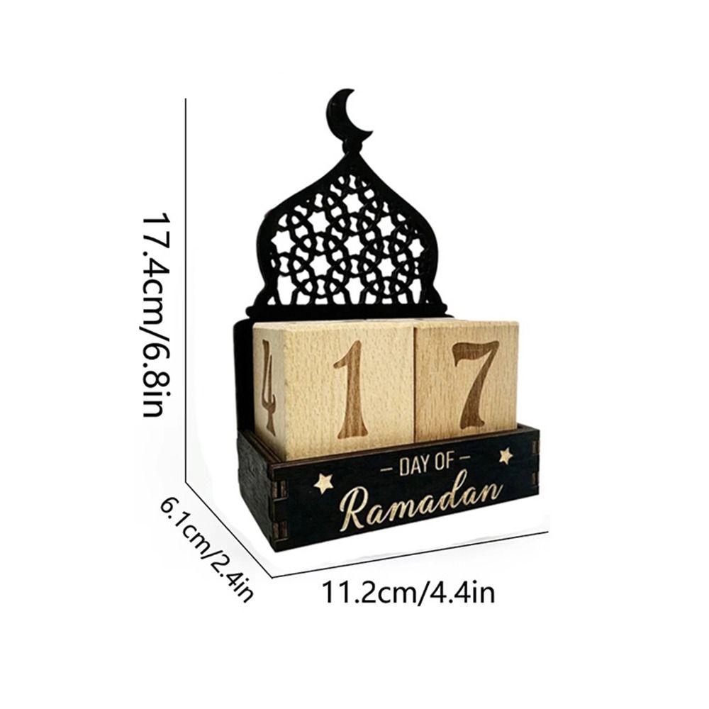 Moon Castle Eid Mubarak Calendar Blocks Wooden Ramadan Advent Calendar  Desktop Ornaments