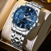 LOUIE JUELEN Luxe Horloges Heren Polshorloge 42MM Kalender Diamant Kwarts Horloge Heren Lichtgevend Roestvrij Staal Horloge