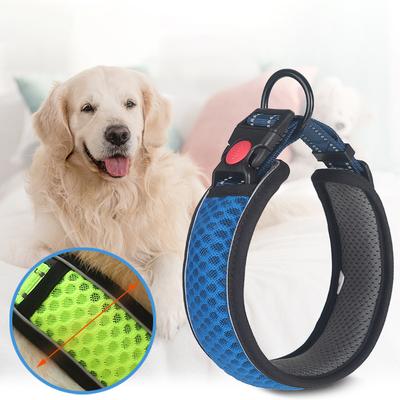 Reflektierendes Hundehalsband Haustierhalsband für kleine große Hunde Halsbänder Anti-Würgen Gepolstert Atmungsaktiv Nylon Haustierhalsband Verstellbar