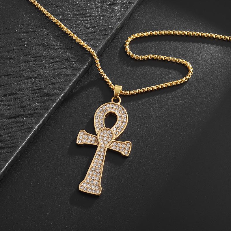 Ankh Key Hip-hop Men's and Women's Trendy Ankh Cross Pendant Necklace