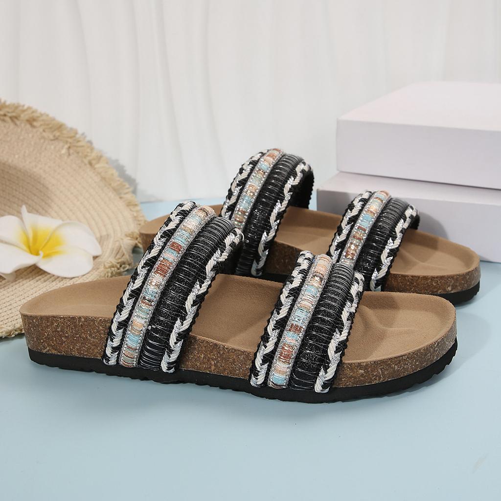 22 summer new thick-soled flat-heeled shoes fish mouth woven hemp rope thick-soled comfortable muffin slippers