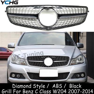 W204 Diamantový styl ABS Přední mřížka nárazníku Pro Mercedes Benz C Třídy W204 C180 C200 C250 C280 C300 C350 Závodní mřížky 2007-2014