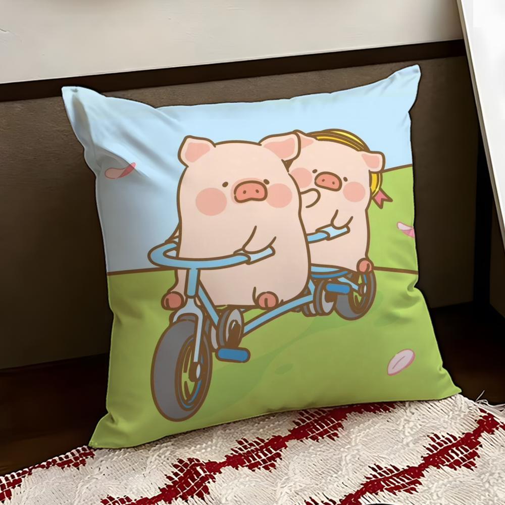 Cartoon LLulu Pig Pink Cushion Cover Reversible Soft Durable Pillow Cover Home  Car MultiScene Use for Daily Comfort
