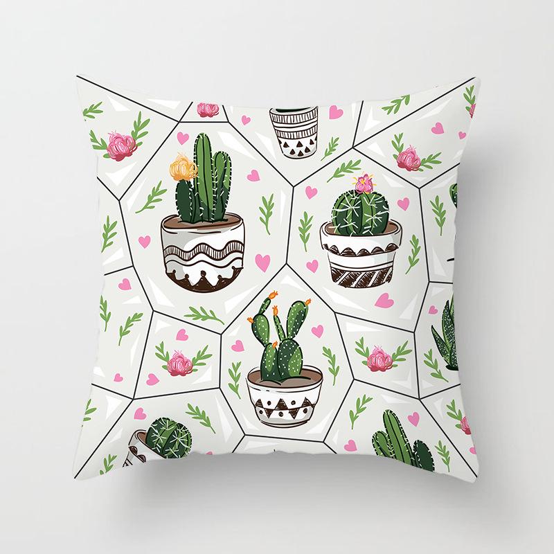 Ins Small Fresh Plant Car Sofa Pillow Cushion Cover Office Printed Lumbar Cushion Home Supplies