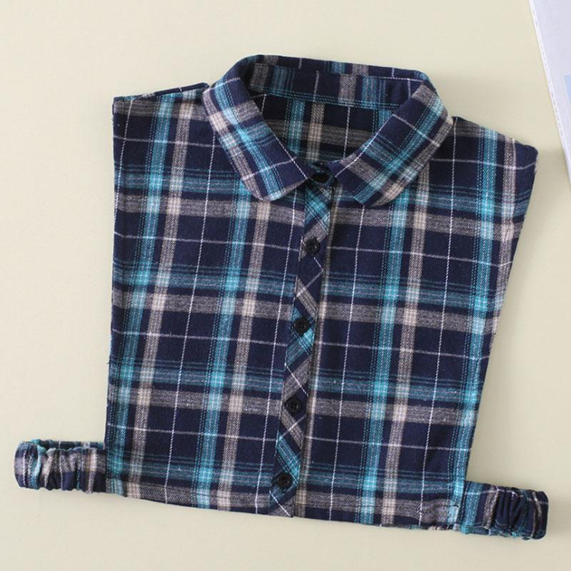 Fashion Plaid Fake Collar Women Detachable collars New Cotton False Collar Shirt Tie Female Removable Dickie Half Shirt Women