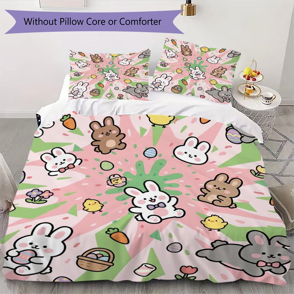 Cute Cartoon Pattern Bedding uilt Set uilt Cover Pillowcase Home Decoration Birthday Gift (1 * duvet cover + 2 * pillowcase without core)47