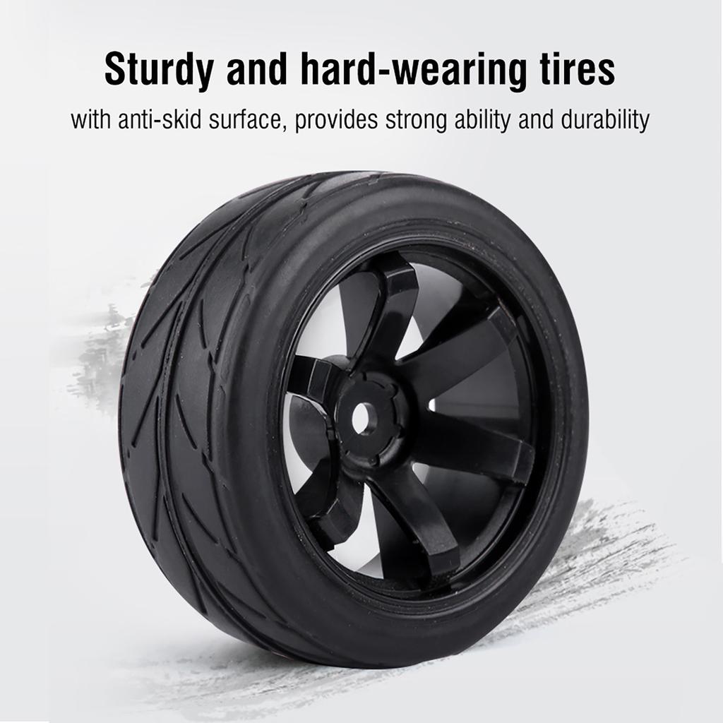 4 Stück Set Reifen Gummi Reifen Renn Offroad Fahrzeug Felge für RC 1:10 Autoteil (6 Löcher)