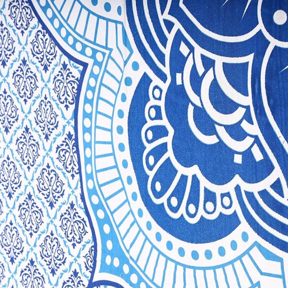 BLESS INTERNATIONAL Beautiful Indian Bohemian Psychedelic Hippie Ombre Window Curtain Panels for Bedroom, Living, Balcony (Blue Classic Omra)