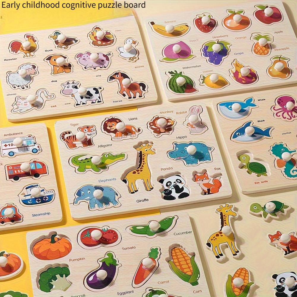 Montessori Früherziehung Geometrie Anfänger Puzzlebrett, handgehaltenes festes Brett Puzzleentwicklung, Puzzlebaustein Formerkennung