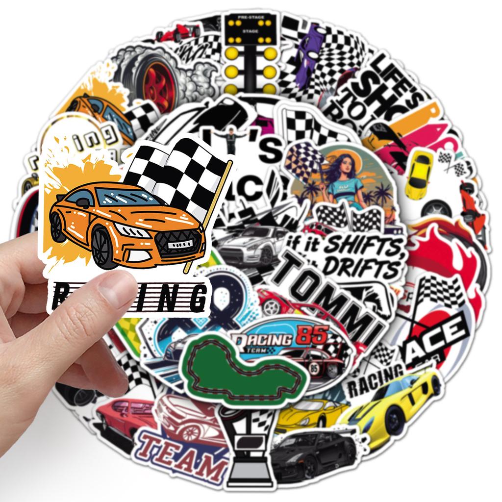50 Racing Competition Graffiti Stickers Personality Cool Trendy Creative Decorative Water Cup Skateboard Car Stickers