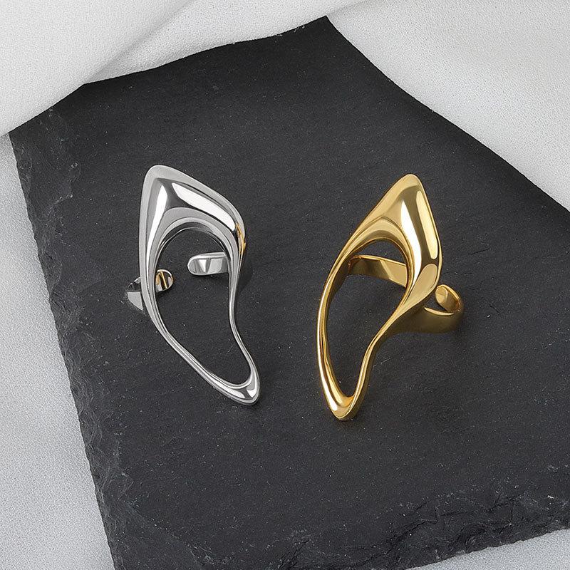 

Серебряное полое кольцо s925 с геометрическим рисунком, женское модное гладкое преувеличенное изысканное элегантное ювелирное изделие, аксессуары в подарок золотой