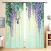 2pcs Wisteria Sinensis Printed Curtain for Home Decor - Rod Pocket Window Treatment for Bedroom   Office   Kitchen