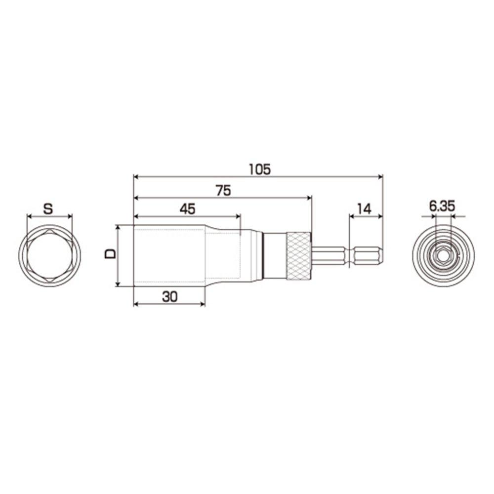 TOP Kogyo Replacement Shank Socket for Electric 19mm 18V Interchangeable for Civil Engineering and Made in Japan (TOP) Drill, Hex, Compatible, Shank,