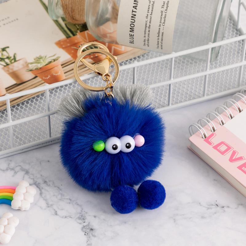 1pcs Cute Fluffy Fur Pompom Keychain Soft Plush Ball Key Chain Car Key Ring Women Charm Bag Small Briquettes Pendant Sensory