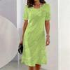 Summer Ladies 3D Printed Crew Neck Short Sleeve Dress Fashion Versatile Trend Breathable Casual