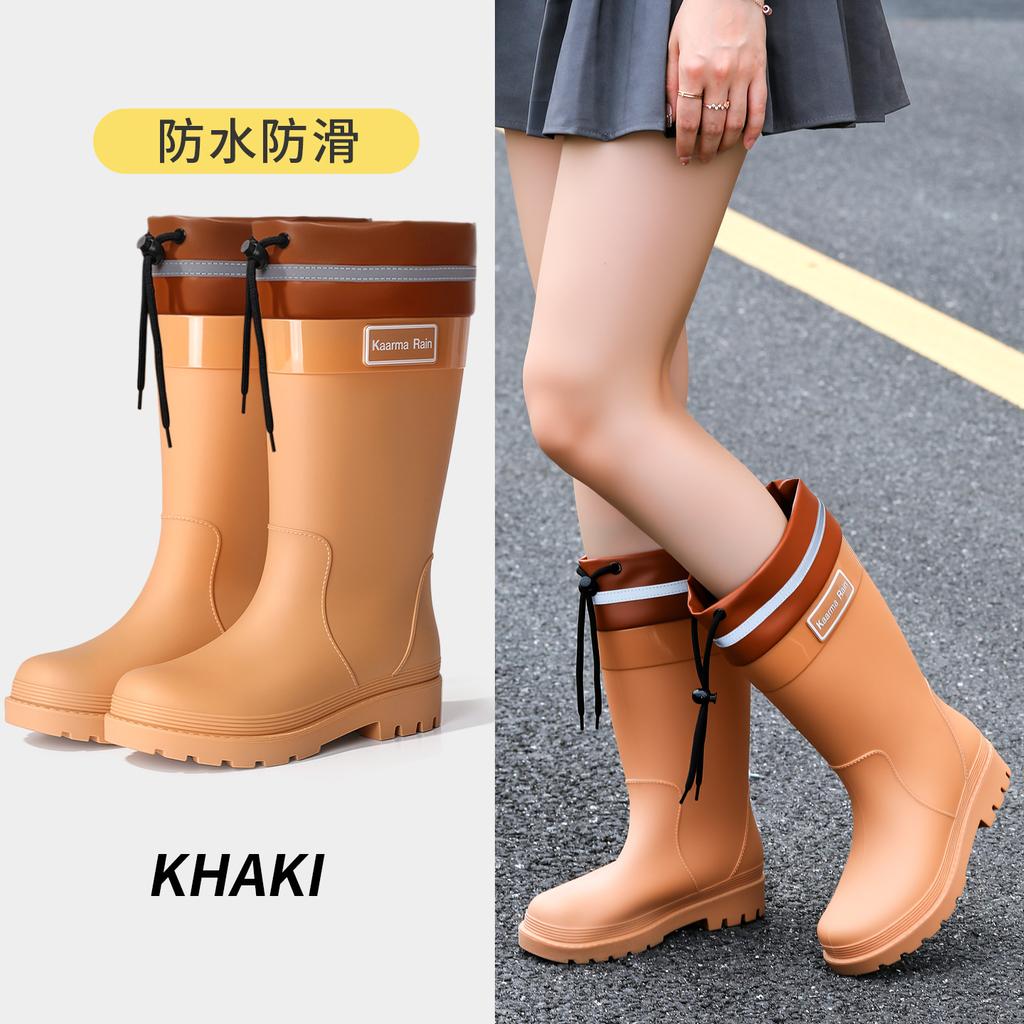 Quality bundle rain shoes women's adult fashion outer wear velvet high rain boots non-slip and anti-skid shoes