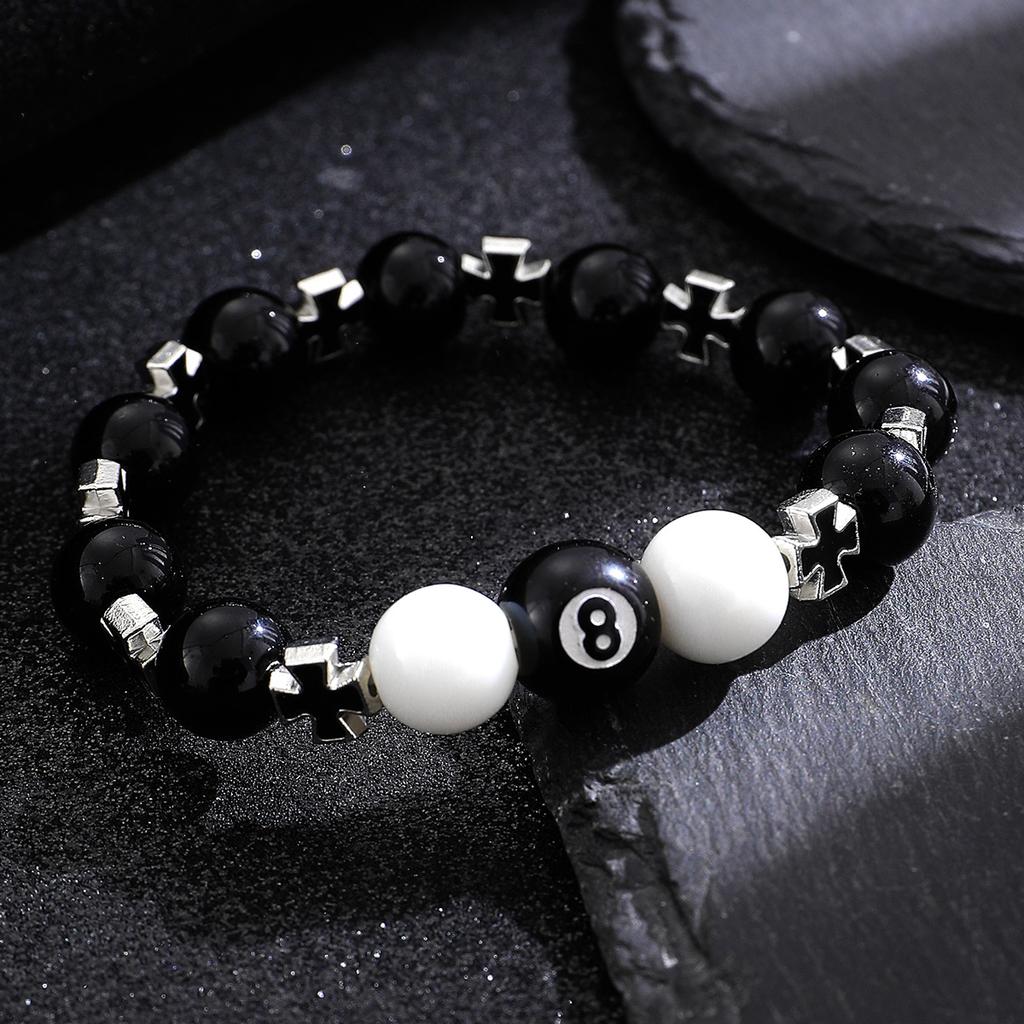 Obsidian Cross Bracelet Live Broadcast Hot-selling Chinese Black Eight Billiard Bracelet Gift Student Party Beaded Bracelet