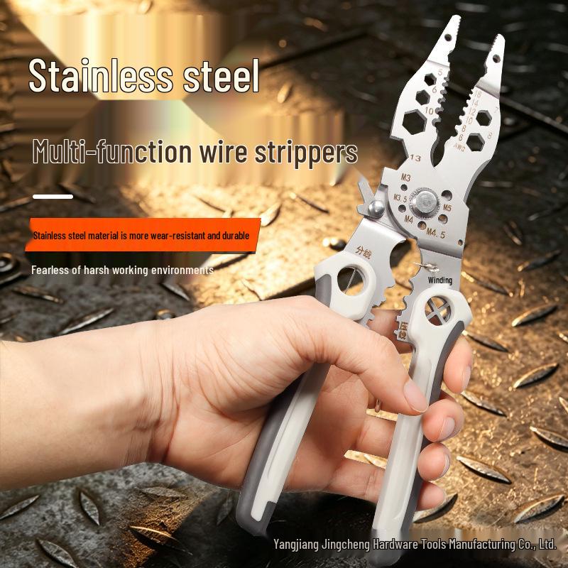 Multifunctional Wire Stripper & Crimper Pliers - Industrial Grade Stainless Steel