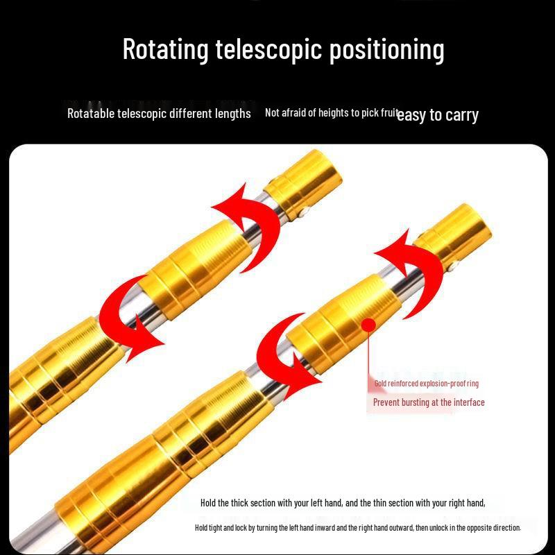 High-Altitude Stainless Steel Telescopic Fruit Picker for Persimmons, Apples, Waxberries, and Mangoes