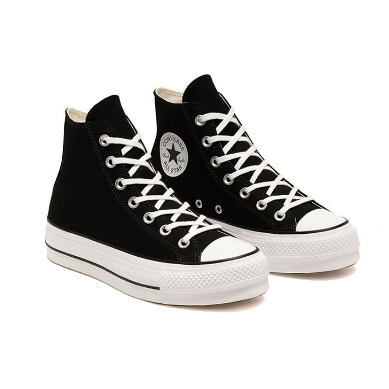Converse All Star Lift Muffin Bottom Classic Versatile Casual High-Top Canvas Women's Black & White