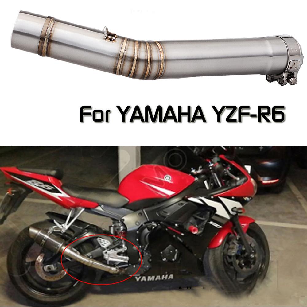 Motorrad Auspuff Escape Mittelrohr Moto Schalldämpfer Verbindung für YZF R6 YZF-R6 1998 1999 2000 2001 2002 2003 2004 2005