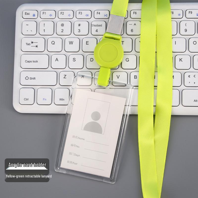 Transparent Acrylic Employee ID Badge Holder with Lanyard - Customizable Chest Card Holder