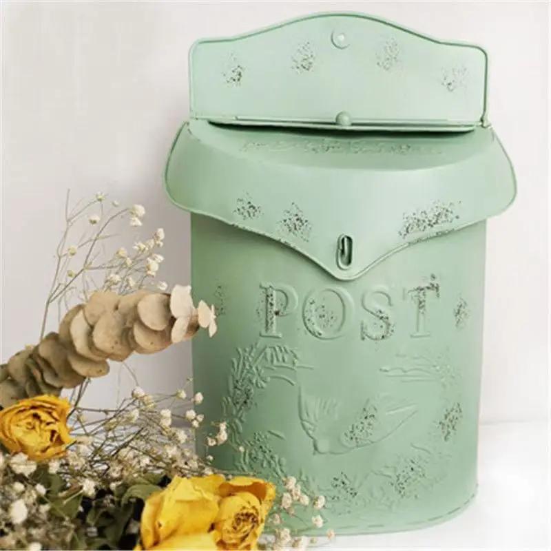New European Style Metal Wrought Iron Wall Mailbox Three-dimensional Relief Mailbox Outdoor Vintage Outside Garden Decoration